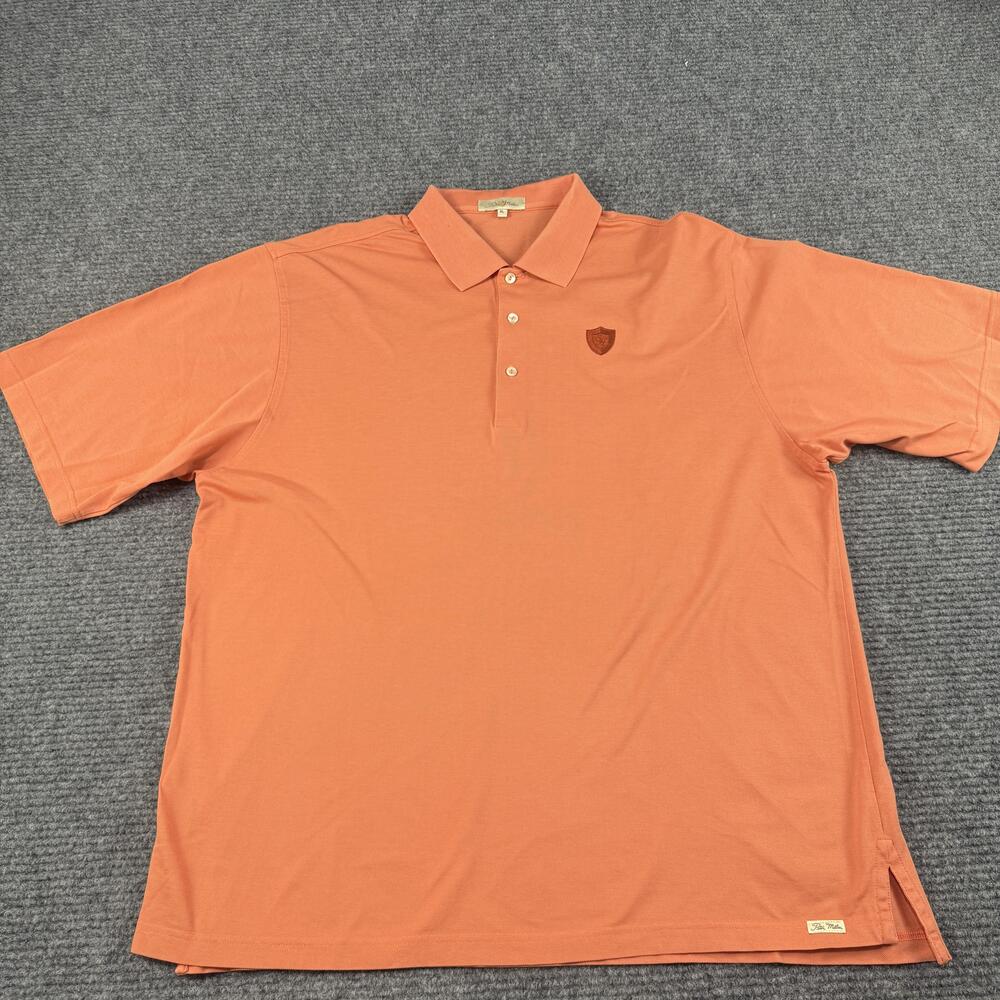 Peter Millar Polo Shirt Mens XL Orange Golf Resort Embroidered Crest Classic Fit